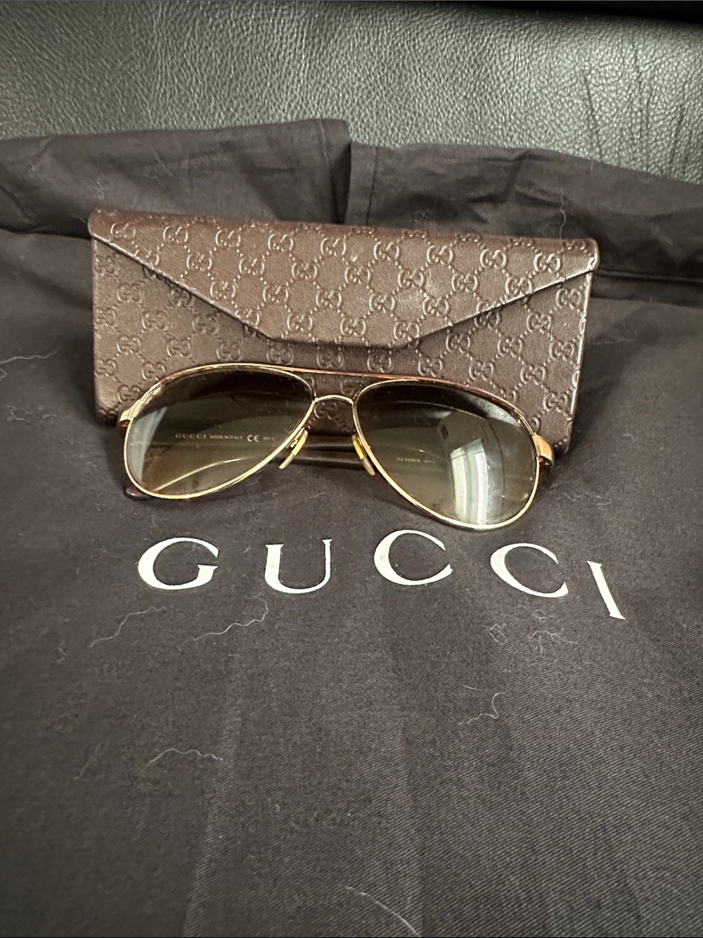 Gucci Women's Gold Frame Sunglasses with Brown Gradient Lenses